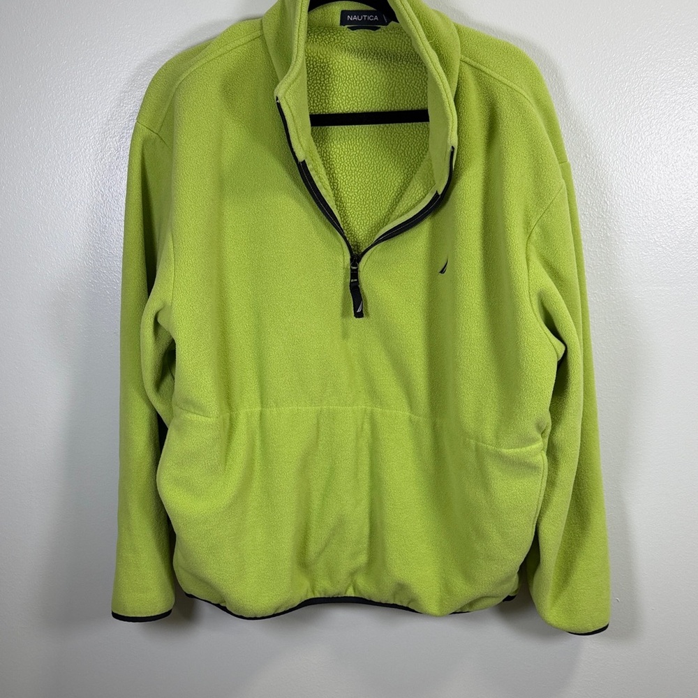 Nautica Men's Lime 1/4 Zip-Up Pullover Fleece‎ Sz Large